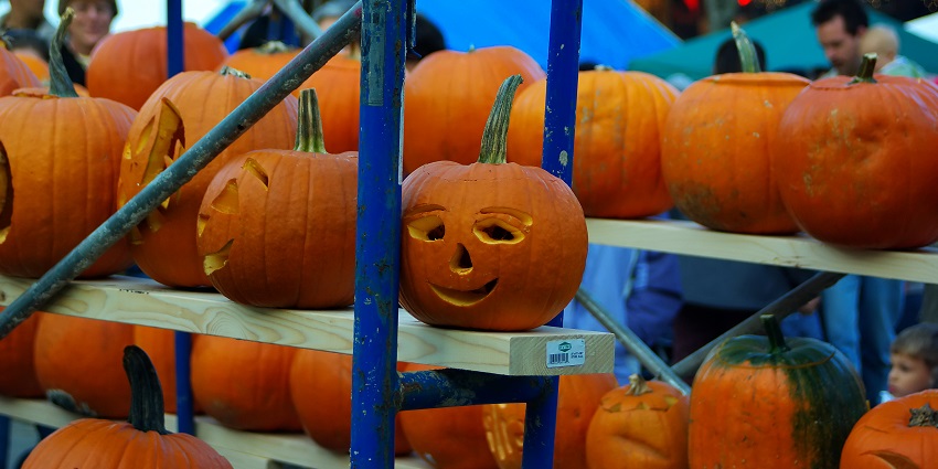 An image of a carved pumpkin with a smile symbolising the cultural essence of New York.