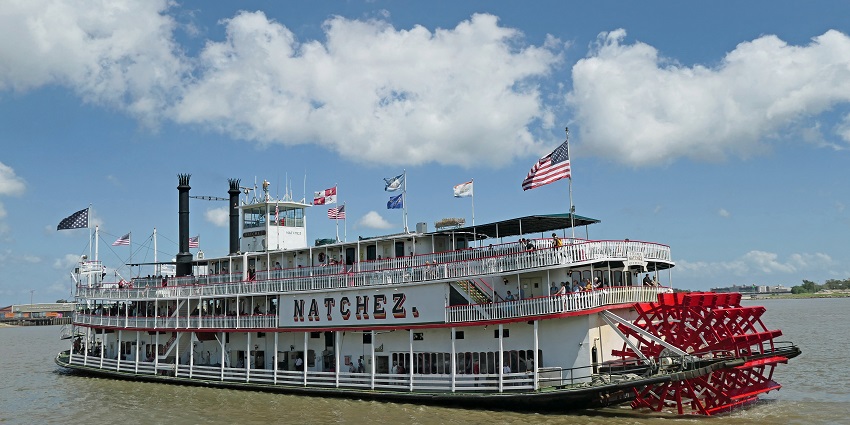 Take a scenic cruise aboard the Steamboat Natchez along the Mississippi River with live jazz and views.