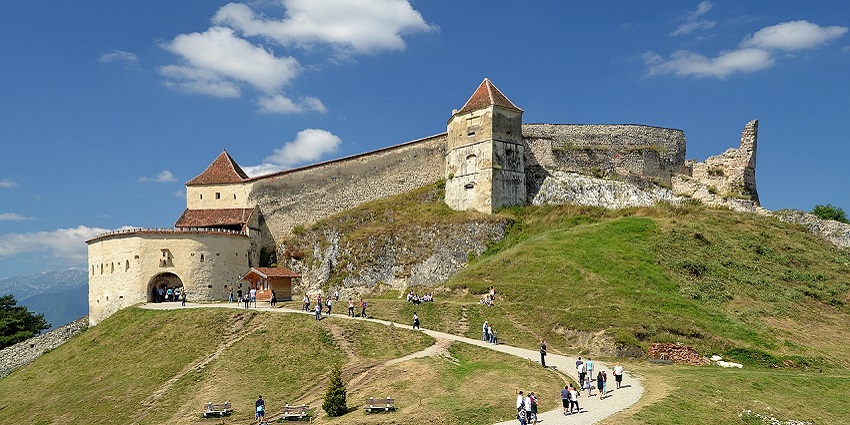 Rasnov Fortress in Brasov a hilltop fort with scenic views and historic ruins.