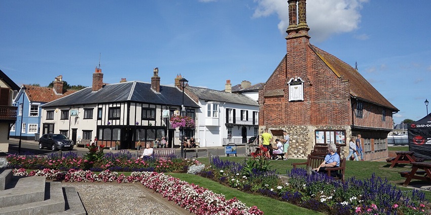 Colourful stalls at Aldeburgh Market are one of the famous things to do in Aldeburgh.
