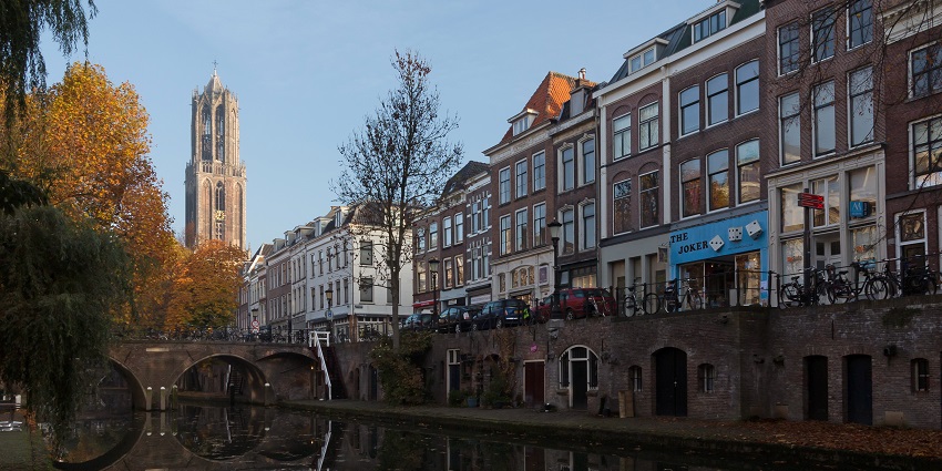 A distant view of the Dom Tower and exploring it is a fantastic thing to do in Utrecht.