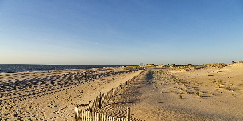 Enjoy Delaware Seashore State Park, a beach lover’s haven with trails, sand, and waves.