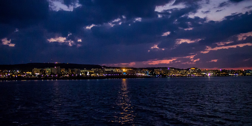 A stunning view of Protaras from the sea, enjoy the nightlife - a thing to do in Protaras Cyprus