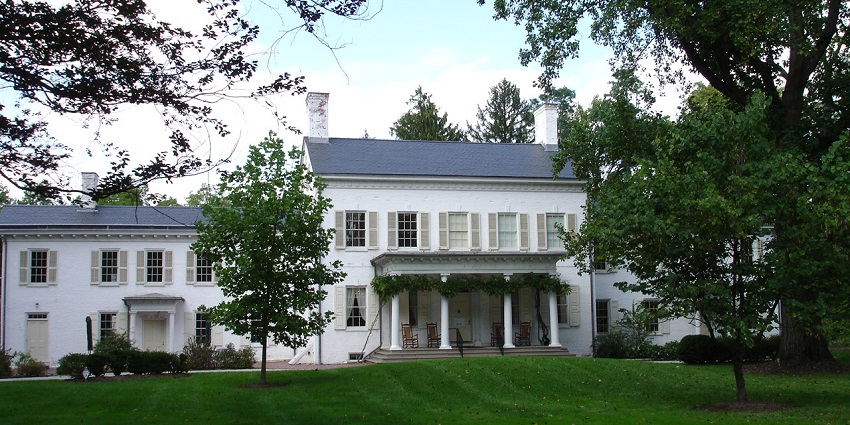 Exterior view of Morven Museum & Garden, a historic landmark in Princeton, New Jersey.