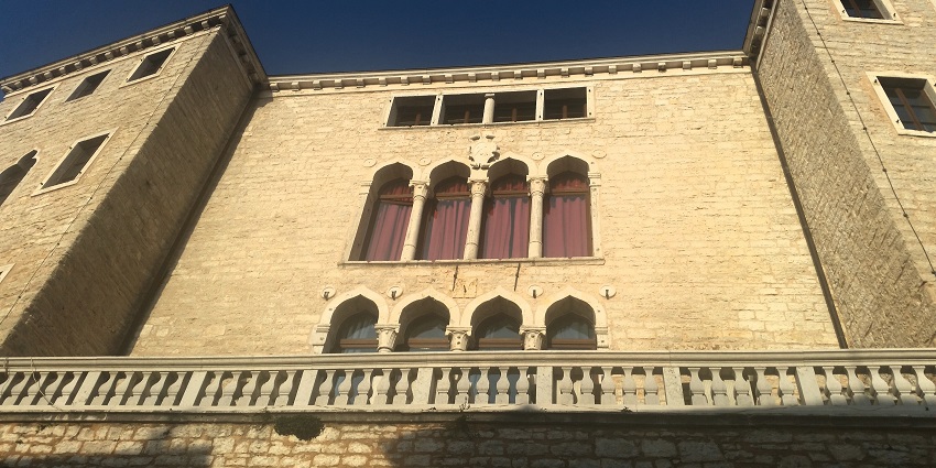 Historic stone tower of Soardo-Bembo Castle; visiting this is one of the best things to do in Bale.