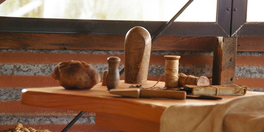 A picture of ancient ornaments placed on display at a historical museum in Broome, Australia.