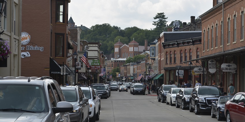 Galena’s charming historic streets, one of the best places to visit near Chicago for a getaway.