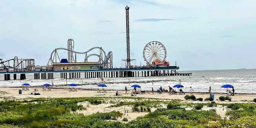 Galveston Island beach, a popular coastal escape and one of the places to visit near Houston.