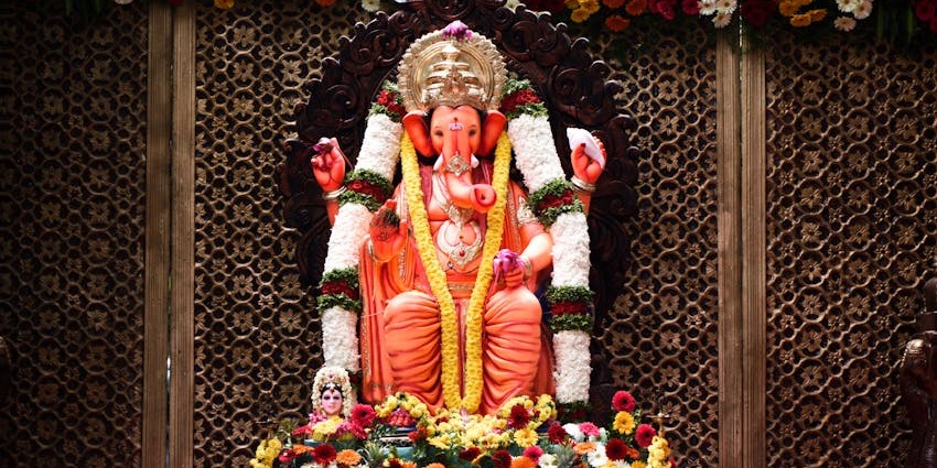 Intricately crafted idols of Lord Ganesha are worshipped before being immersed in water with devotion.