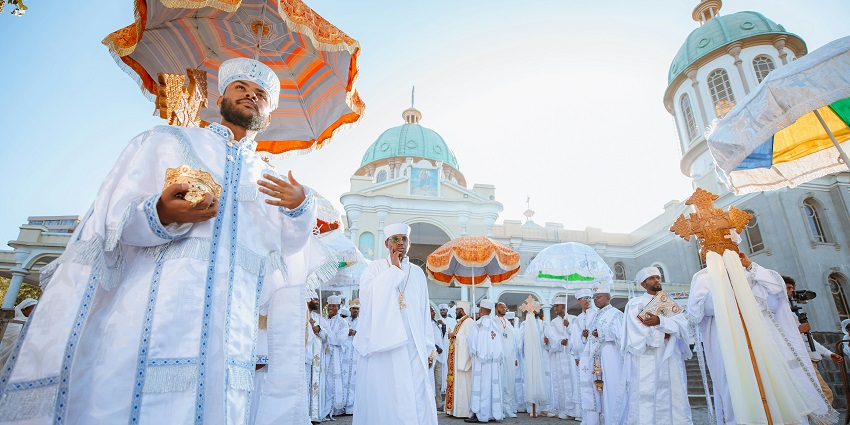 Festivals in Ethiopia like Gena feature priests in white robes, prayers and joyful spiritual songs.
