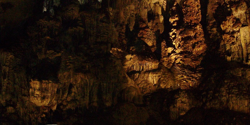 An image of stalactites inside Cacahuamilpa Cave showcasing natural rock formations.