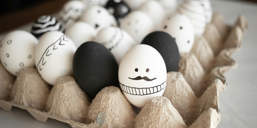 Painted ostrich eggs on a tray, one of the best things to buy in South Africa