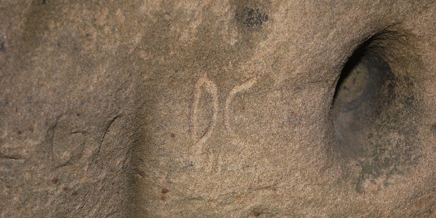 An image with the view of Indian Cave’s rock art and natural limestone ceiling,