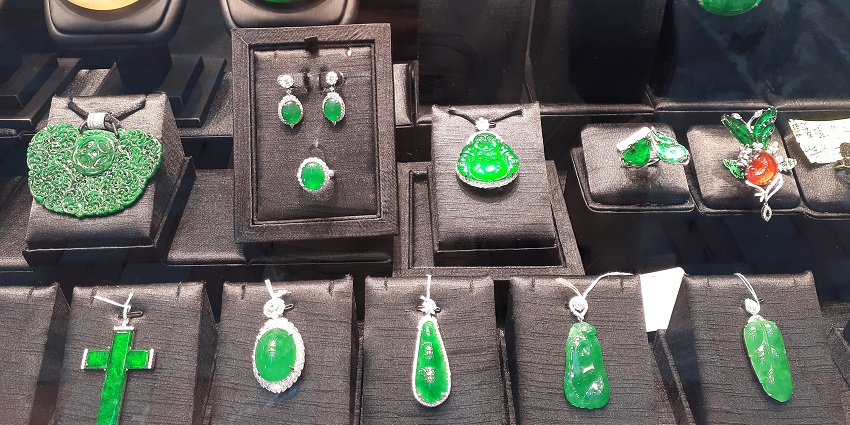A collection of jade bangles and pendants is a thing to buy in Hong Kong with traditional value.