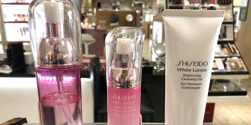 A shelf full of Japanese skincare products is one of the top items to buy in Japan.
