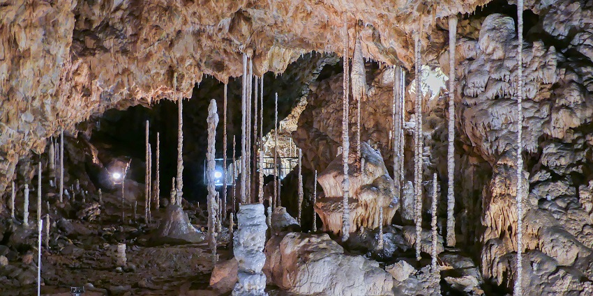 An image of Katerinska Cave, a mysterious and artistic space among Ukraine Caves with colorful ceilings