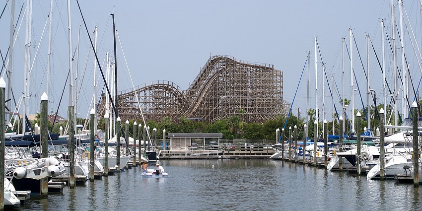 Kemah Boardwalk with rides and waterfront dining, one of the top places to visit near Houston.
