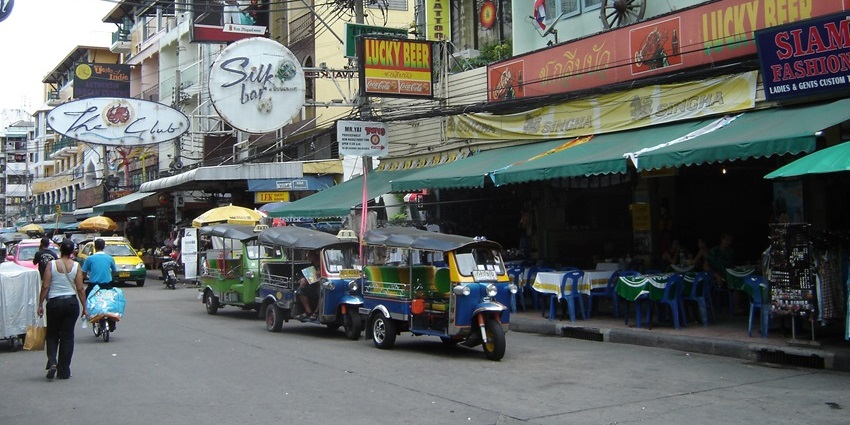 A street-side view of the Khao San Road, which is one of the best places to visit in Bangkok in October