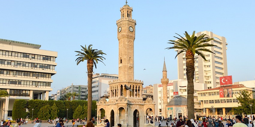An image showing the Izmir Clock Tower, one of the best places to visit in Izmir, Turkey.