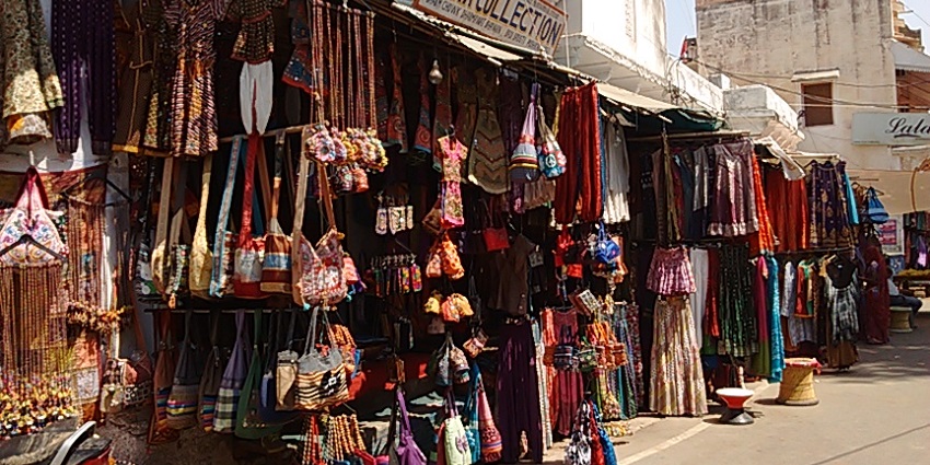 Jewellery shops at Kurupam Market during street shopping in Vizag.