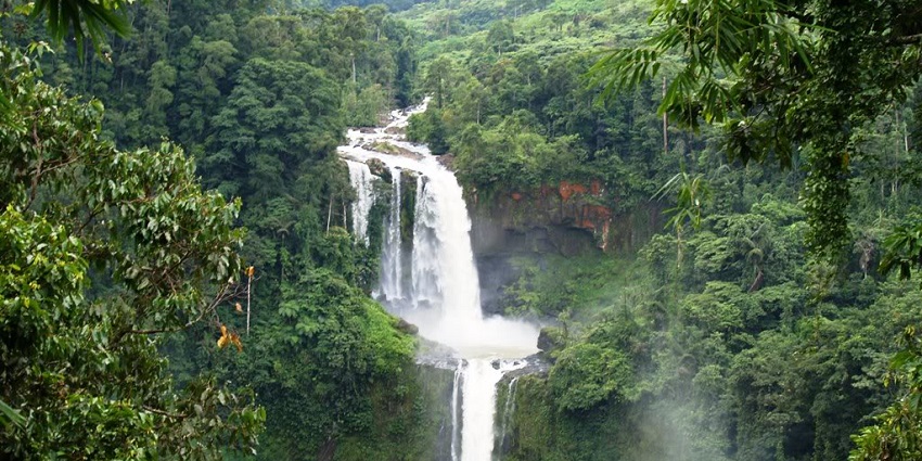 Majestic Limunsudan Falls cascades through lush greenery in Lanao del Norte, Philippines