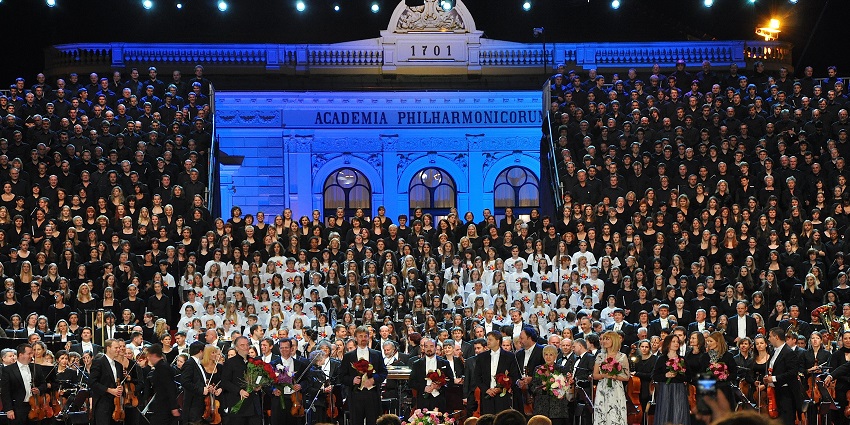 Open-air classical concert held during the Ljubljana Festival, showcasing the artistic soul of Slovenia.