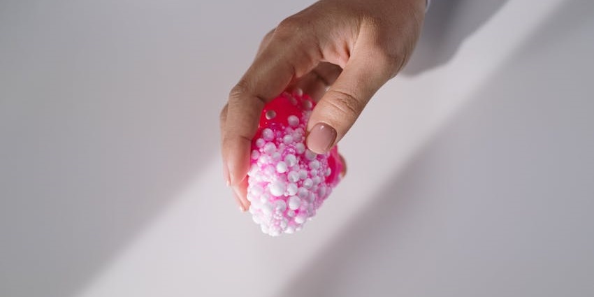 A kid making pink crystal slime at Sloomoo Institute, an engaging thing to do in SoHo.