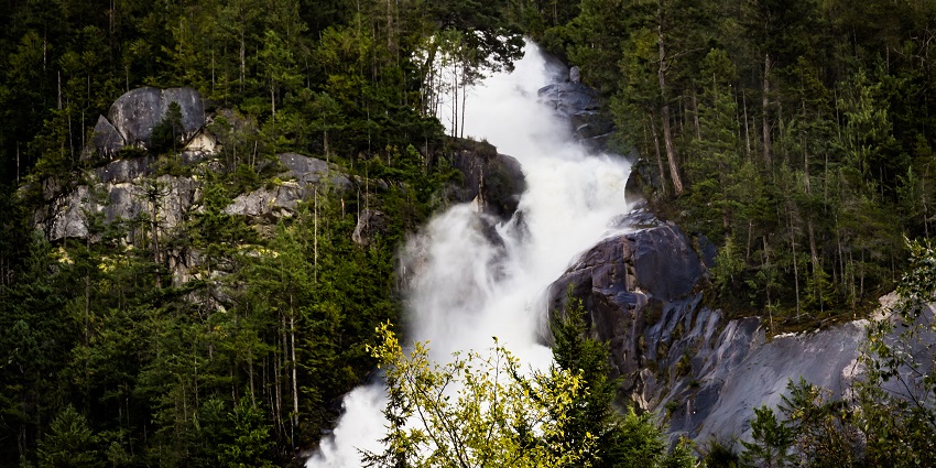 Maligne Canyon Falls plummet into the canyon providing a mystical and beautiful view.