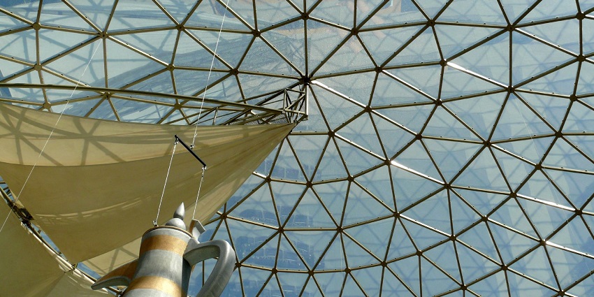 An image of the ceiling view of the Marina Mall, ranked among the most famous malls in Kuwait.