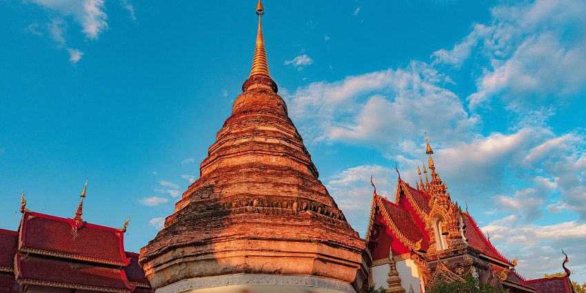 Wat Saen Muang Ma Luang in Chiang Mai, Thailand, showcases traditional Lanna architecture