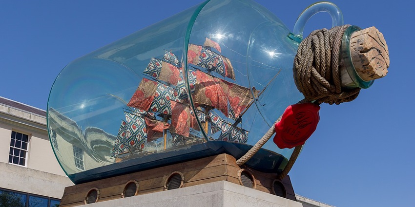 A ship model inside a glass bottle, a popular souvenir and one of the unique things to buy in Mauritius.