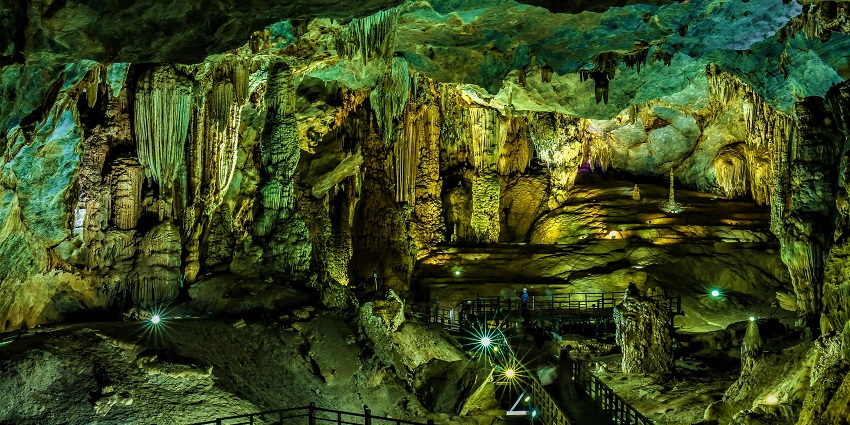 An image of Quảng Bình's cave reveals nature's artistry in limestone formations.