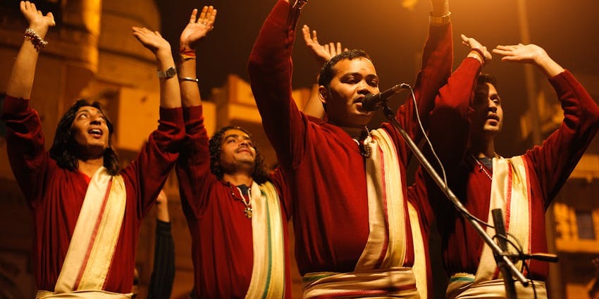 A simple view of people singing at the Chennai Music Festival.