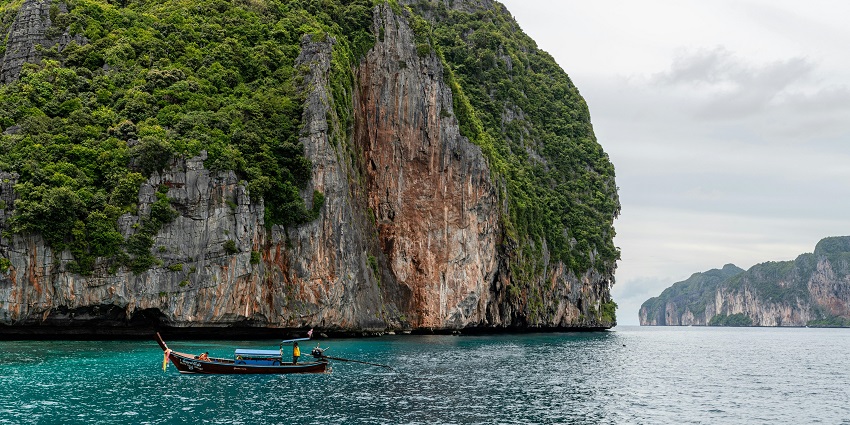 Emerald-green water of Phang Nga Bay near Phuket, ideal for kayaking.