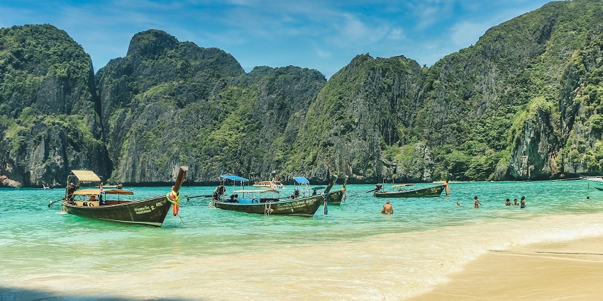 A quaint view of Phi Phi Islands, one of the serene places to visit in Phuket in June.