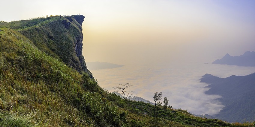 Phu Chi Fa is a stunning cliff viewpoint with a sea of mist and sunrise over Laos.