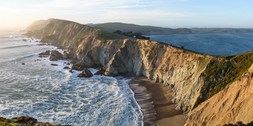 A coastal area with rugged cliffs and wildlife, among the places to visit near San Francisco.