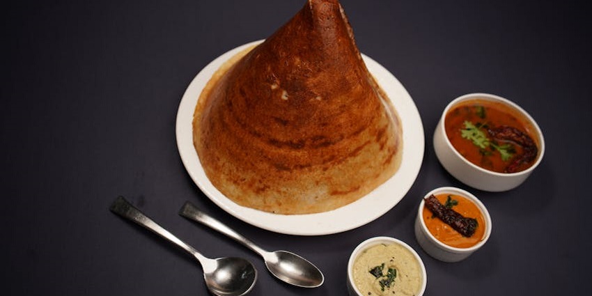 Enjoy Delicious south Indian dosa sambhar