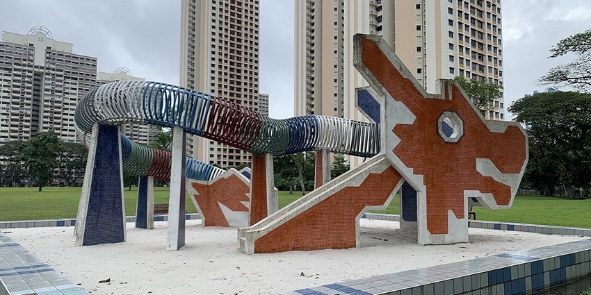 The iconic dragon playground in Toa Payoh, a beloved symbol of Singapore's heritage.