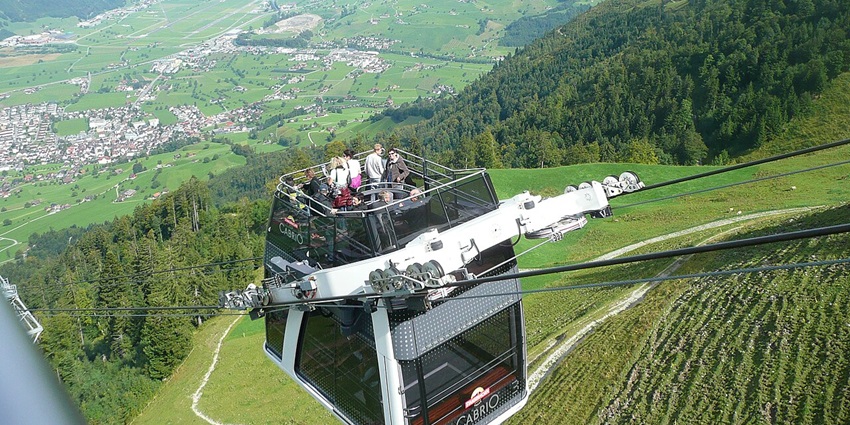 World’s first open-top cable car offers panoramic views on a scenic ride up Stanserhorn.