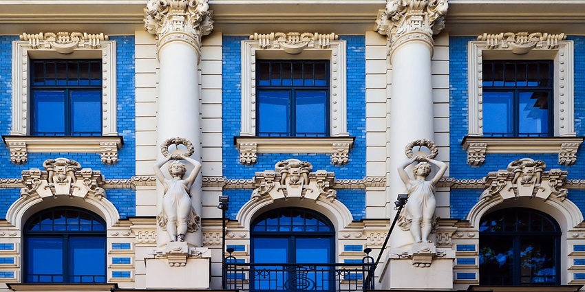 Things to do in Riga include admiring the ornate facades and decorative details on buildings throughout Riga’s Art Nouveau District.