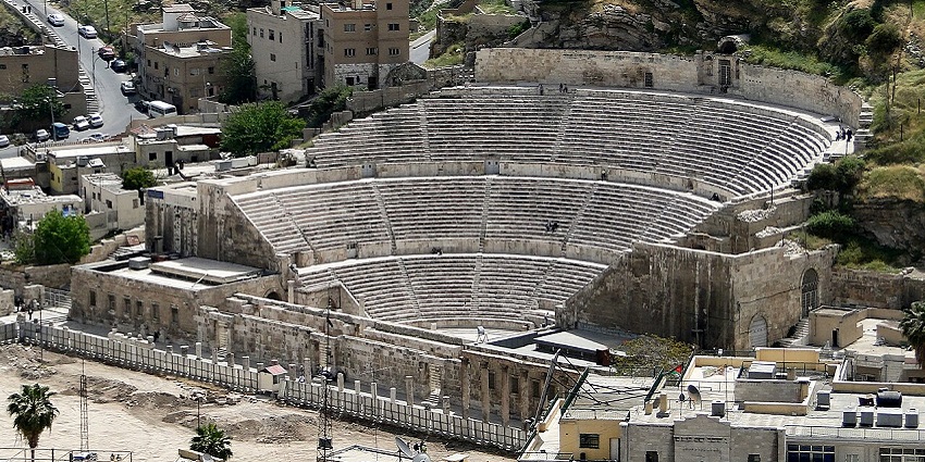 An image showing the Roman Theatre of Amman, one of the best places to visit in Amman.