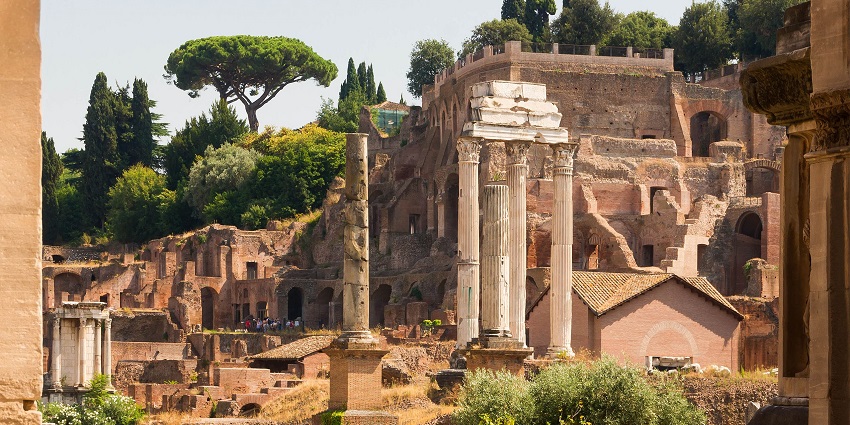 View of the Roman Forum through Arch of Septimius Severus- things to do in Rome in August
