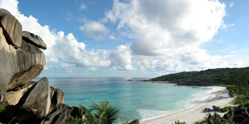 Seychelles' picturesque beaches and reefs make it a dreamy place to visit near Mauritius.