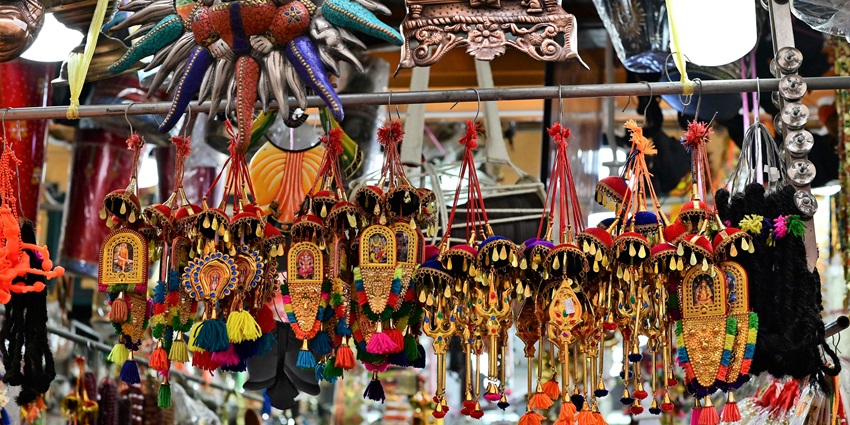 Image of wall hangings displayed in a shop during Singapore Fun festival around the streets