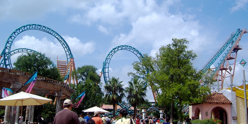 Thrilling rides and family fun await at Six Flags Fiesta Texas amusement park.