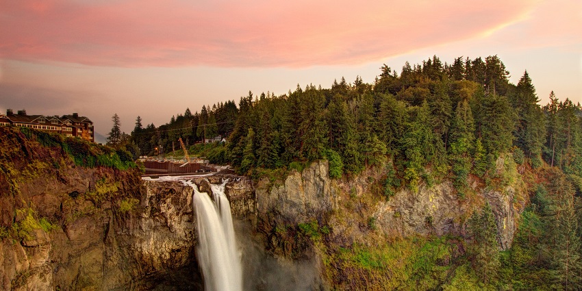 A view of a stunning 268-foot waterfall near Seattle, among the places to visit near Seattle.