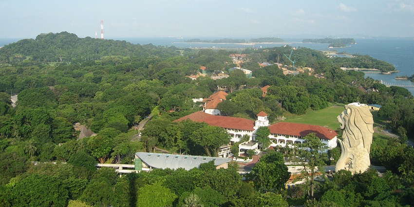 Aerial view of Sentosa Island, one of the popular things to do in Singapore with family.