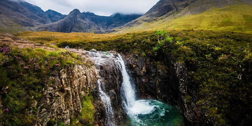 Series of crystal-clear pools and waterfalls nestled in the Cuillin Mountains, perfect for a cold swim, among the best things to do in Skye.