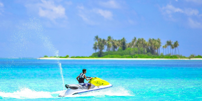 Ride a jet ski across turquoise waters, among the best things to do in Bora Bora.